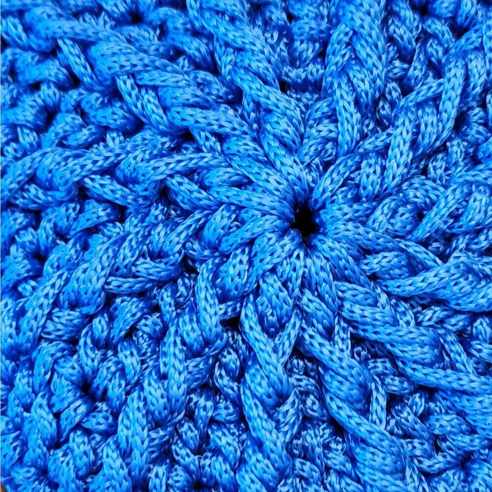 Vintage Style Hand Crocheted Blue Coin Purse - Picture 2 of 5